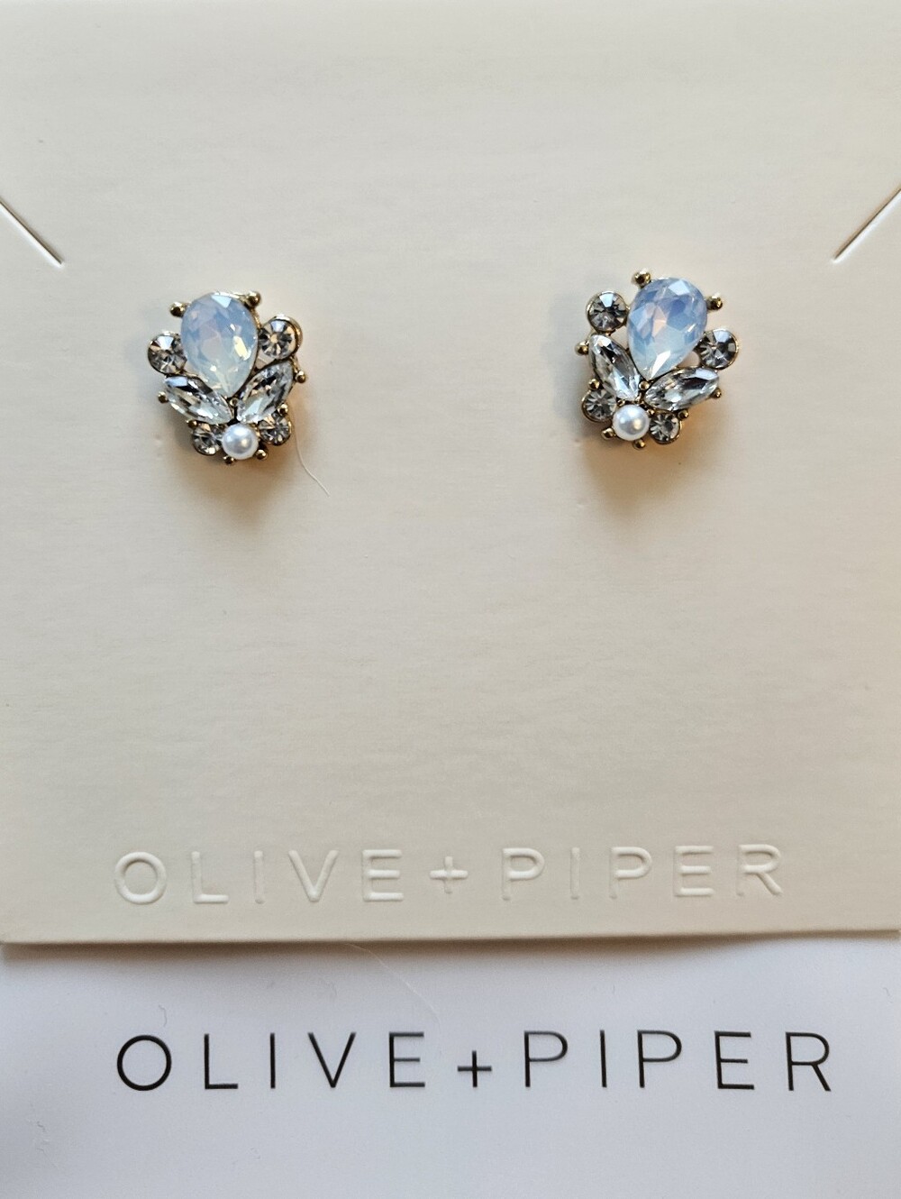 Olive + Piper Amaya Stud Earrings Opal Gold NWT